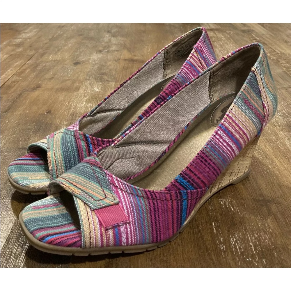 Life Stride Promote Memory Foam Open Toe Canvas